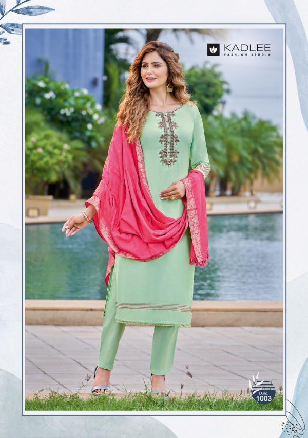 Kadlee Glamour Festive Wear silk Kurti Pant With Dupatta Collection